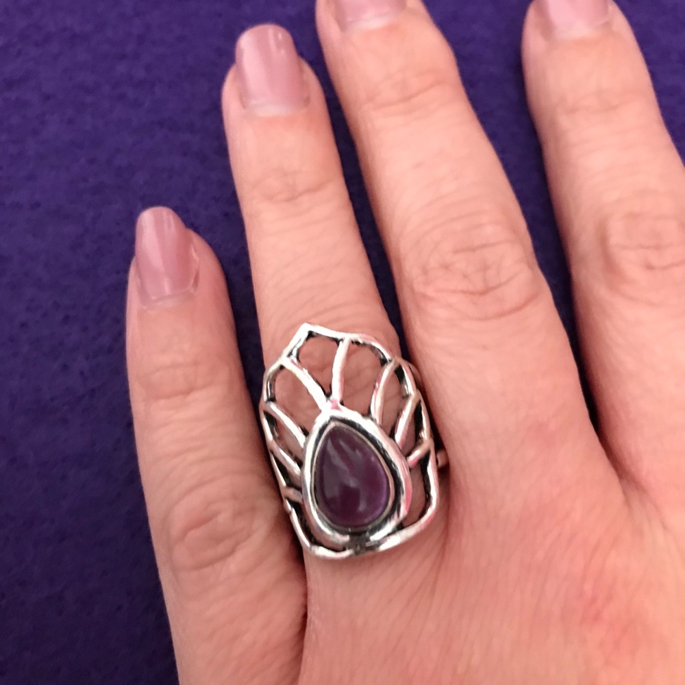 NEW Amethyst 925 Silver Ring, Size-7, Adjustable